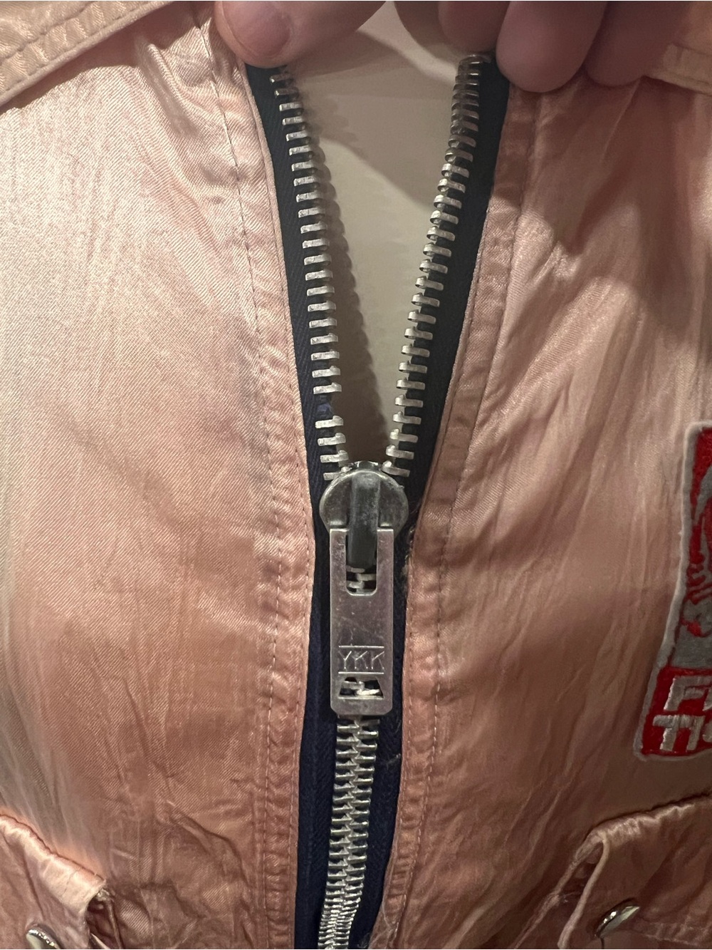 Women's Pink Satin Stripe-Trim “Flying Tigers” Bomber Jacket - Picture 8 of 13